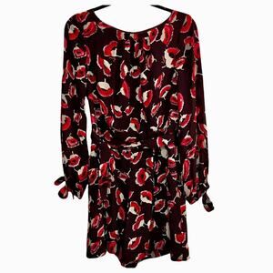 Milly Silk Floral Tie-Sleeve Romper